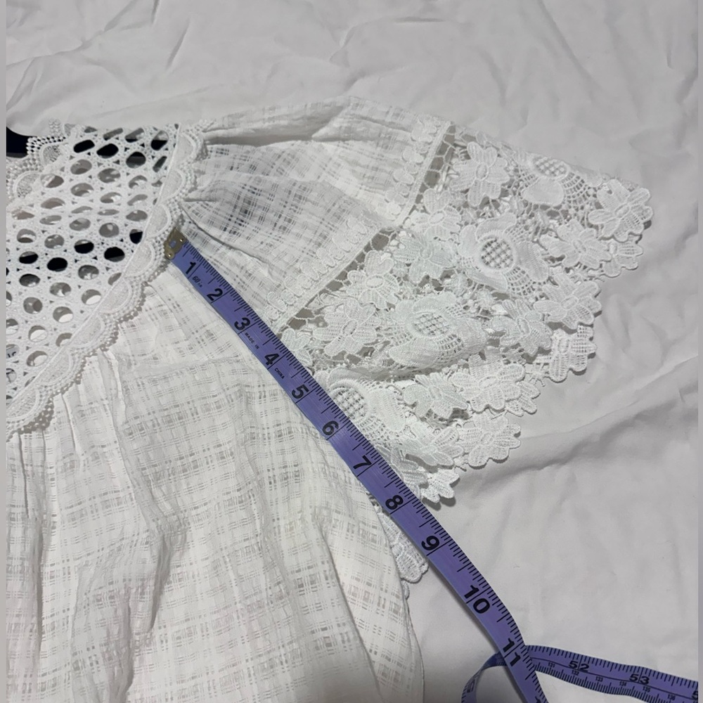 NWT Current Air White Floral Lace Blouse | Rayon Tencel Blend | - Picture 9 of 10